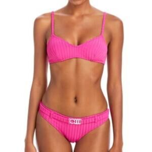 Solid & Striped NWT The Rachel Belted Ribbed Bikini in Orchid Women's Size M